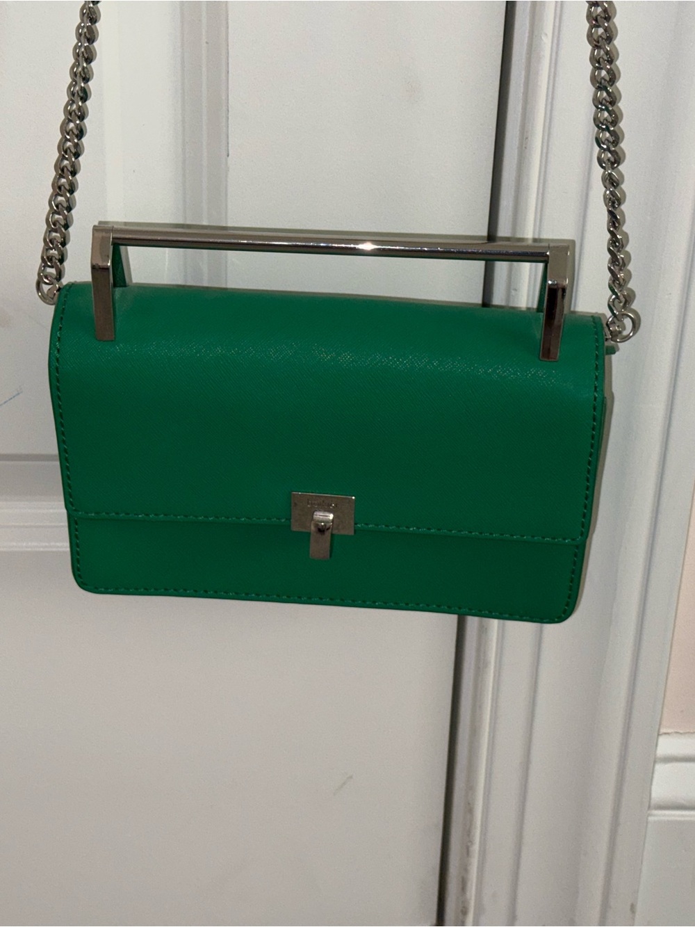 Botkier Emerald Green Leather Crossbody with Silver-Tone Hardware